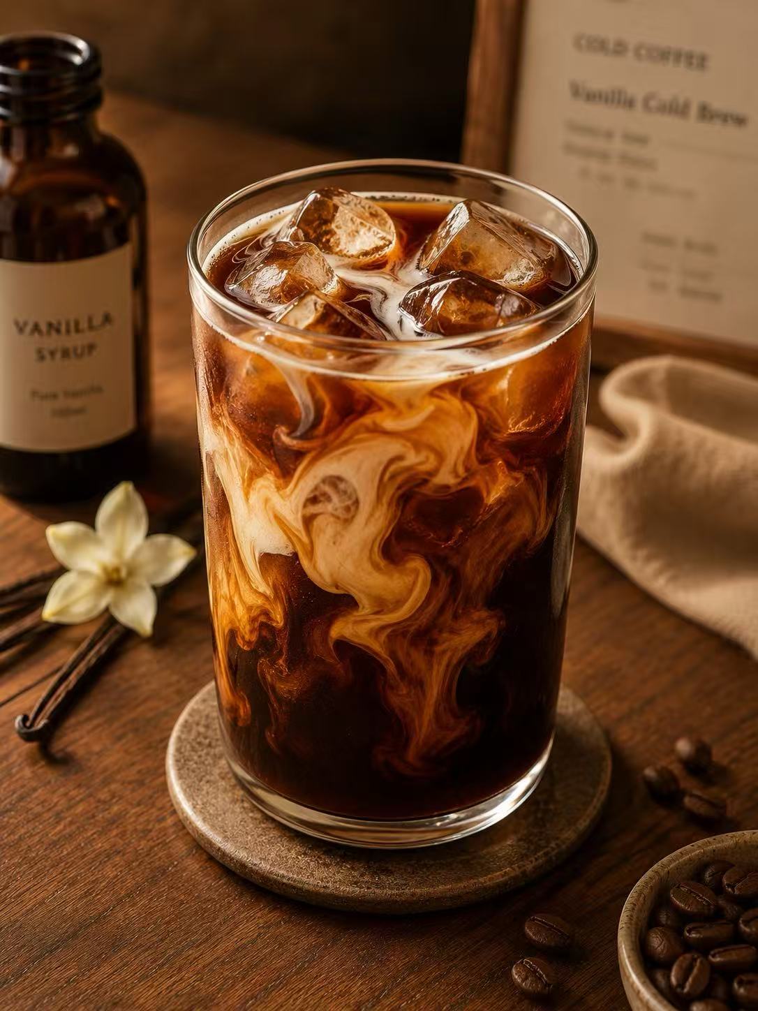 Cold brew coffee viewed from above
